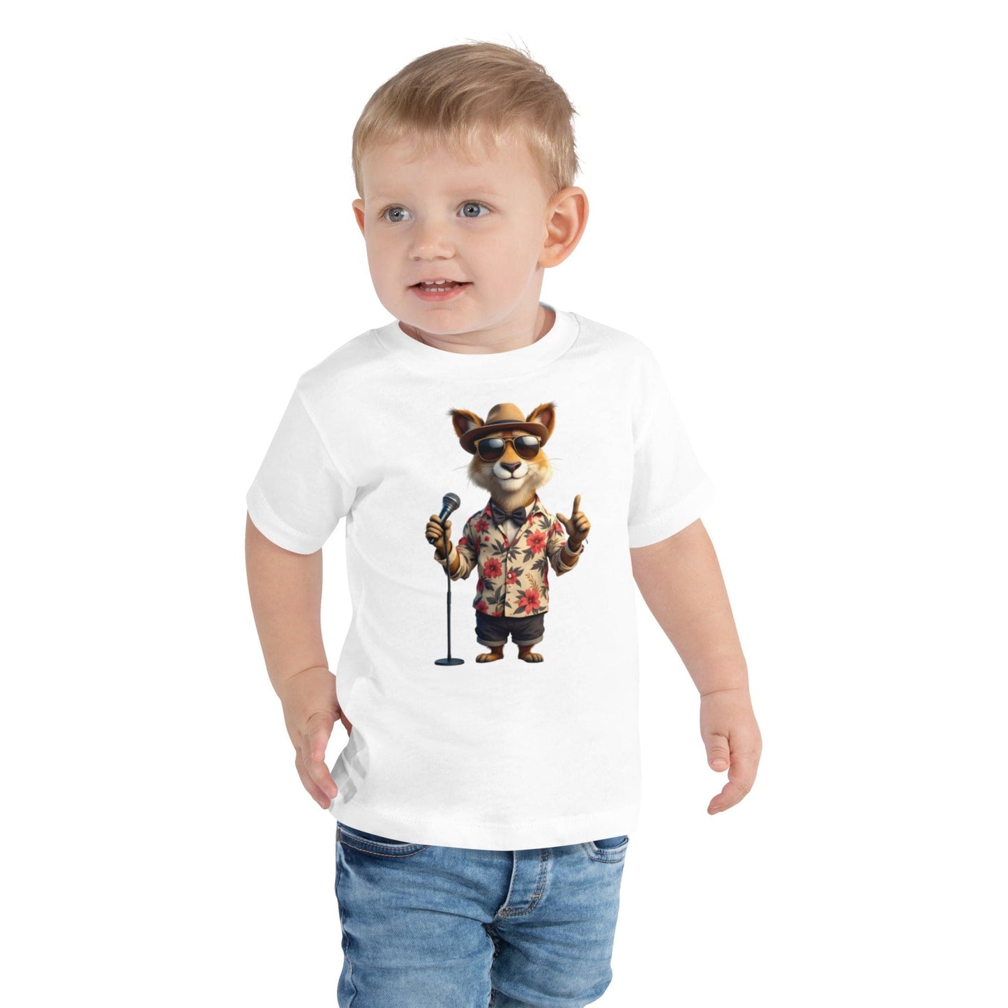 Funny Cartoon Dog Toddler T-Shirt with Mic & Sunglasses | ccanvas - Toddler T-Shirts | Ccanvas