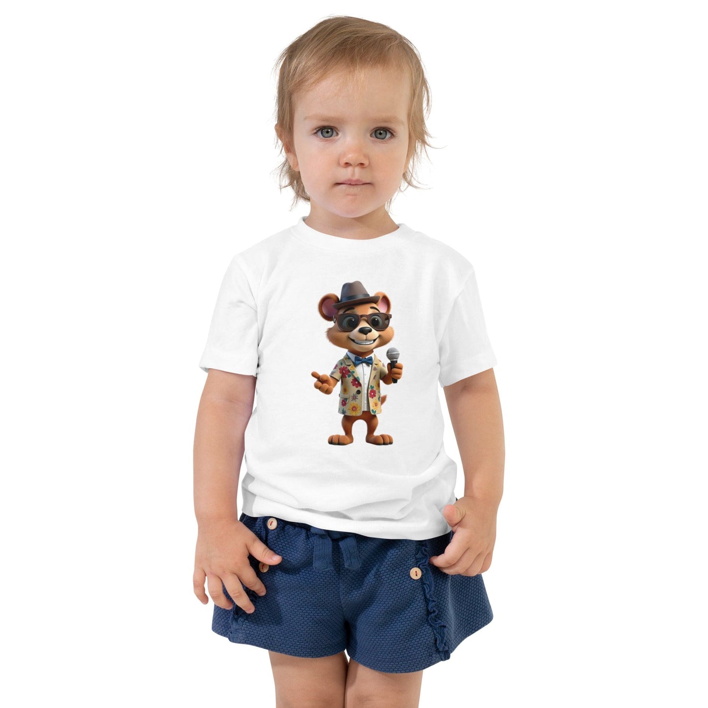 Cool Cartoon Bear Toddler T-Shirt with Sunglasses, Hat & Microphone | ccanvas - Kids T-Shirts | Ccanvas
