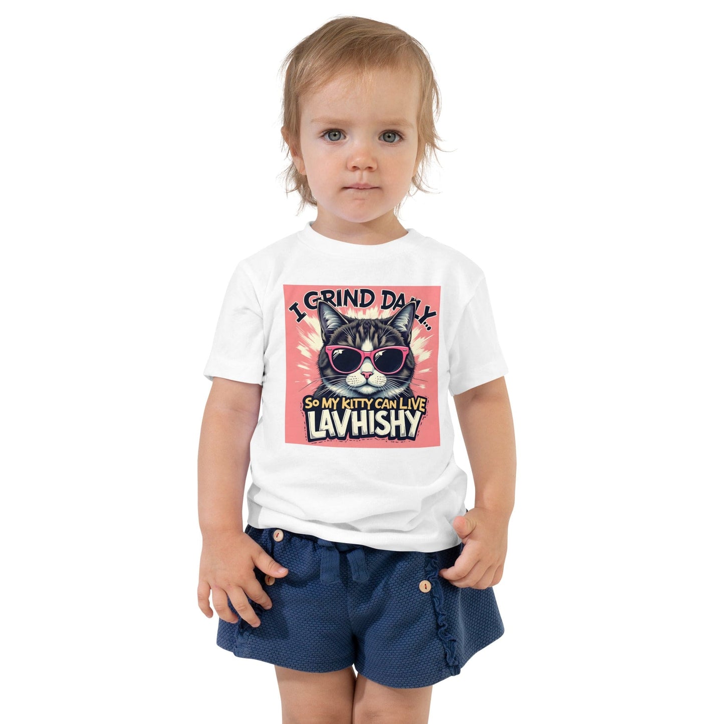 I Grind Daily So My Kitty Can Live Lavishly Toddler Shirt – Funny Cat Graphic Tee | ccanvas - Toddler T-Shirt | Ccanvas