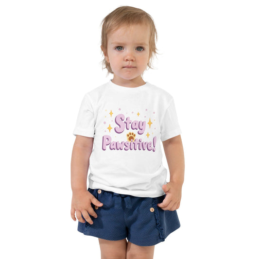 Stay Pawsitive Kids T-Shirt – Cute Pet - Inspired Positivity Tee | ccanvas - Kids T-Shirts | Ccanvas