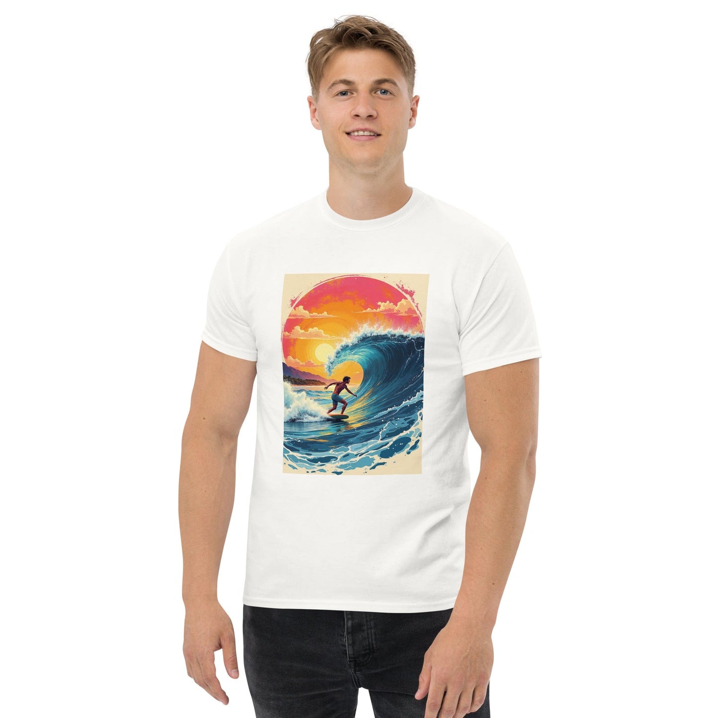 Sunset Surf Wave Tee – Bold Ocean Art | Ccanvas - Men’s Graphic T-Shirt | Ccanvas