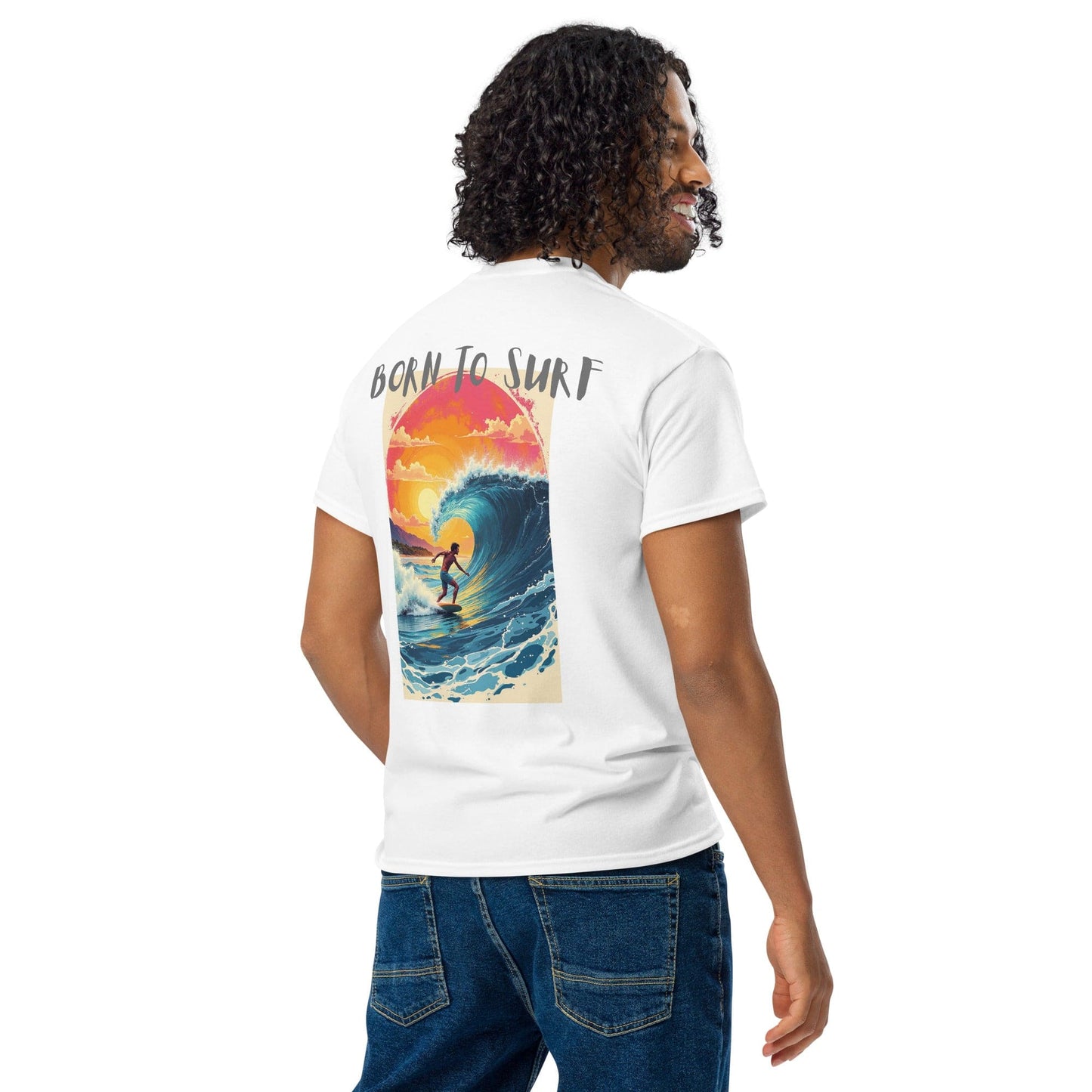 Born to Surf Back Print T-Shirt – Retro Wave Surf Shirt | ccanvas - Unisex T-Shirt | Ccanvas