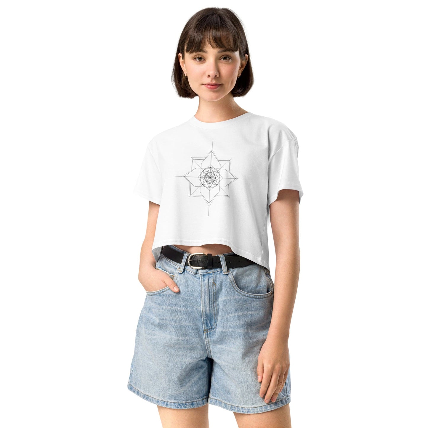 Sacred Lotus Crop Top - Geometric Spiritual Mandala Tee | ccanvas - Women’s T-Shirt | Ccanvas