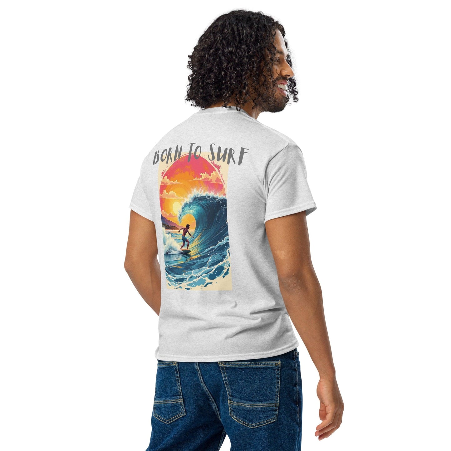Born to Surf Back Print T-Shirt – Retro Wave Surf Shirt | ccanvas - Unisex T-Shirt | Ccanvas