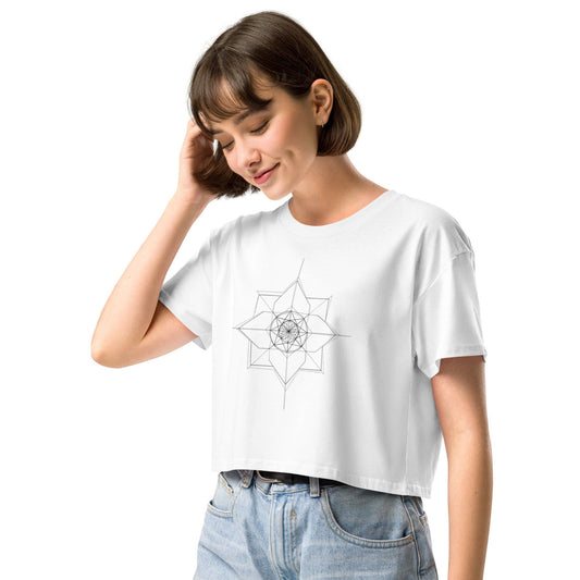 Sacred Lotus Crop Top - Geometric Spiritual Mandala Tee | ccanvas - Women’s T-Shirt | Ccanvas