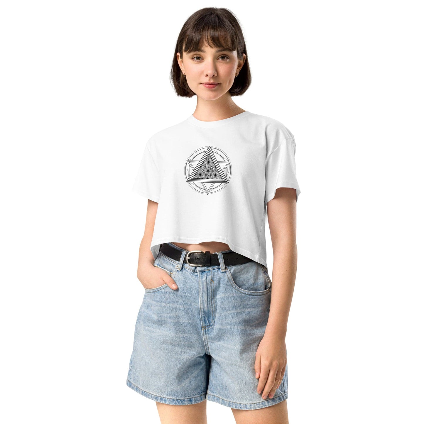 Merkaba Energy Crop Top - Sacred Geometry Star Tetrahedron Tee | ccanvas - Women’s T-Shirt | Ccanvas