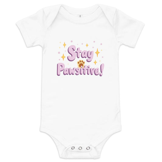 Stay Pawsitive! Baby Onesie - Cute Paw Print Baby Bodysuit | ccanvas - Baby Bodysuit / Baby Onesie | Ccanvas