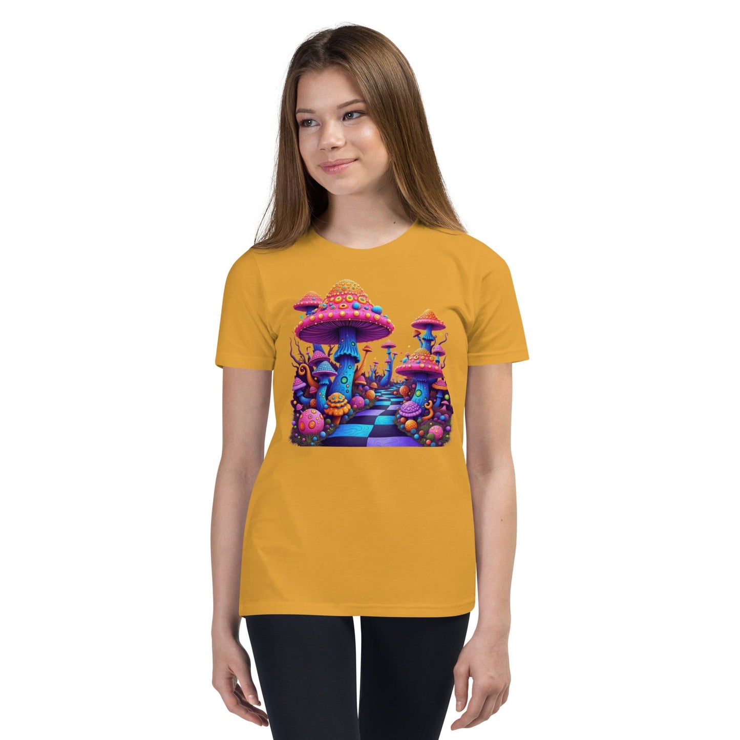 Fantasy Mushroom World Girls Graphic T-Shirt | ccanvas - Girls’ T-Shirts | Ccanvas