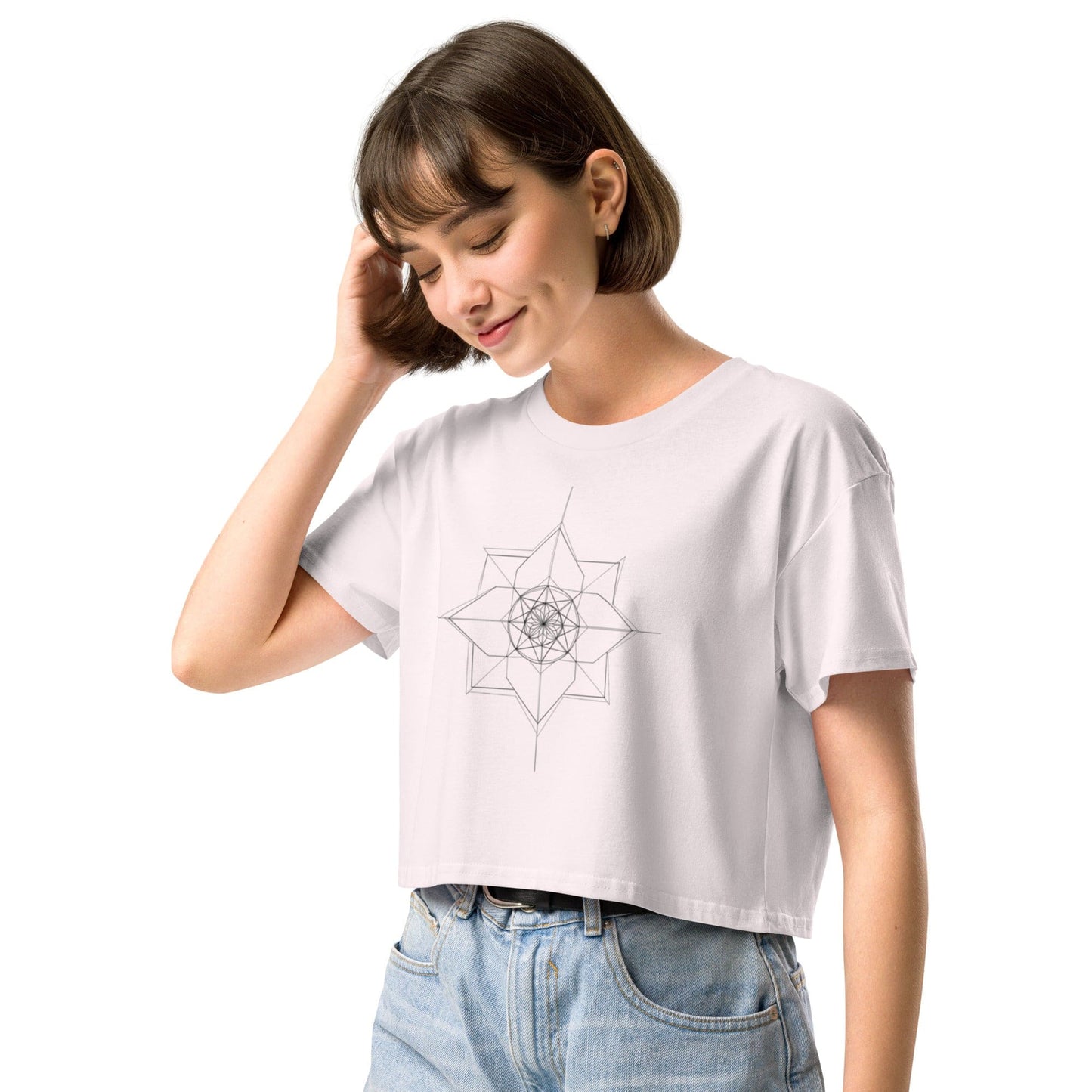 Sacred Lotus Crop Top - Geometric Spiritual Mandala Tee | ccanvas - Women’s T-Shirt | Ccanvas