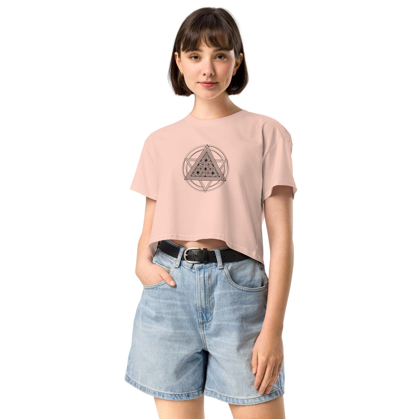 Merkaba Energy Crop Top - Sacred Geometry Star Tetrahedron Tee | ccanvas - Women’s T-Shirt | Ccanvas