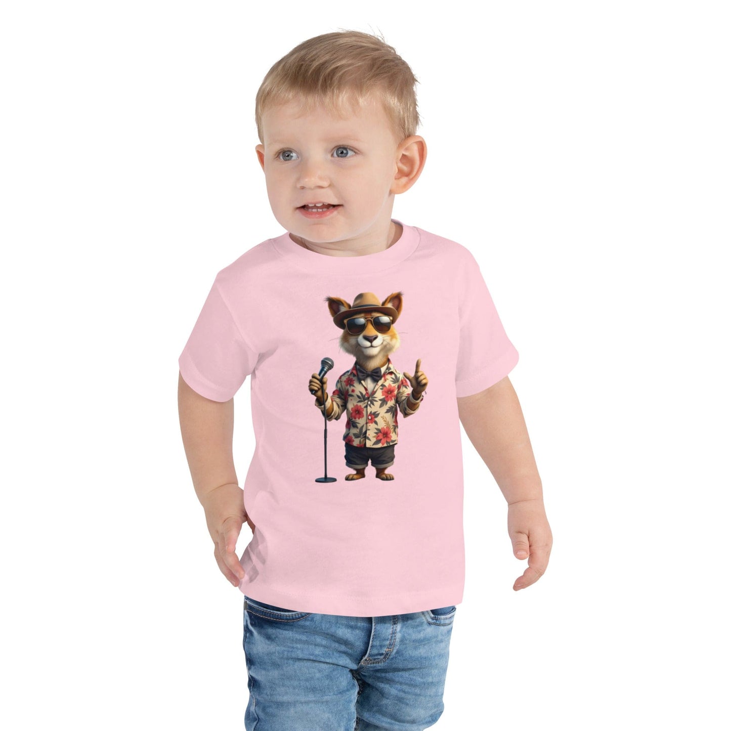 Funny Cartoon Dog Toddler T-Shirt with Mic & Sunglasses | ccanvas - Toddler T-Shirts | Ccanvas