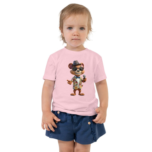 Cool Cartoon Bear Toddler T-Shirt with Sunglasses, Hat & Microphone | ccanvas - Kids T-Shirts | Ccanvas