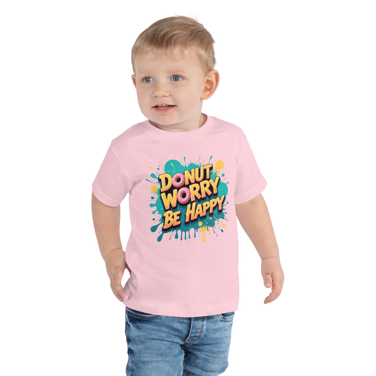 Donut Worry Be Happy Kids T-Shirt – Funny Food Graphic Tee for Boys & Girls | ccanvas - Toddler T-Shirt | Ccanvas