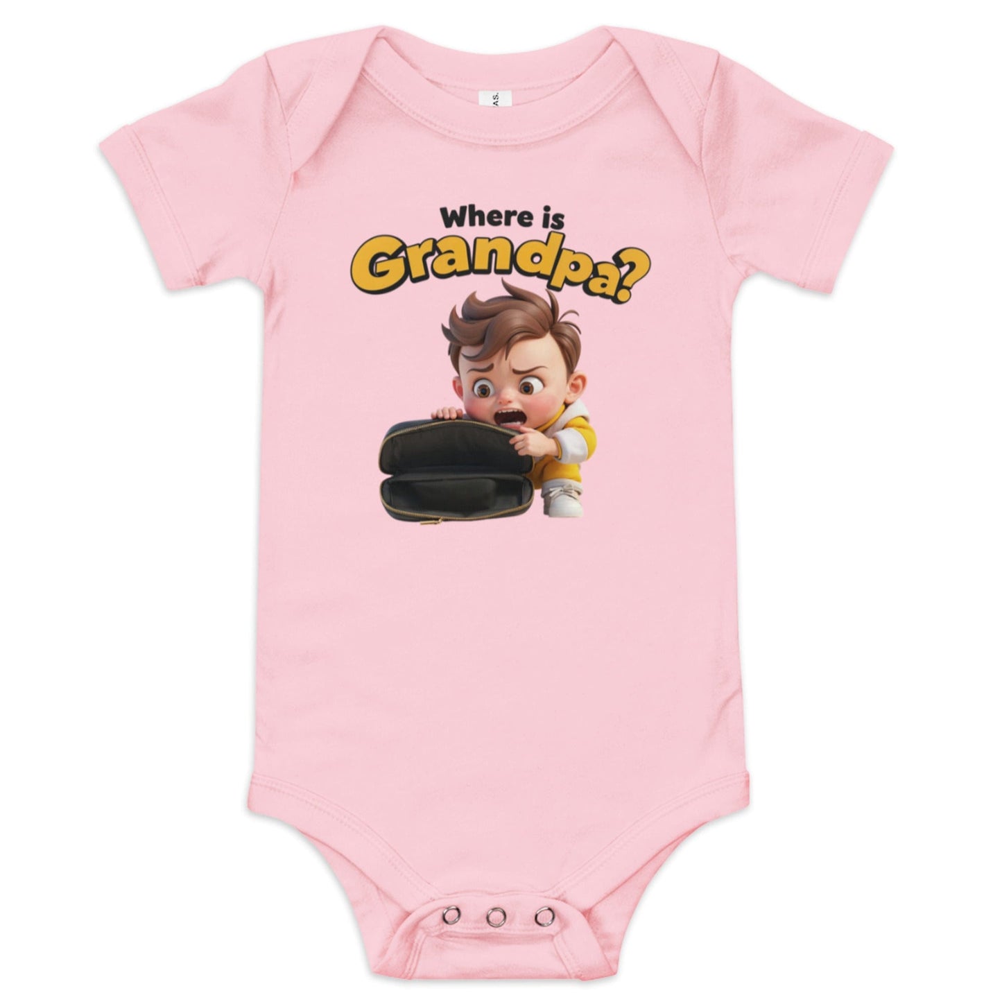 Where Is Grandpa? Baby Onesie - Funny Cartoon Bodysuit | ccanvas - Baby Onesies & Bodysuits | Ccanvas
