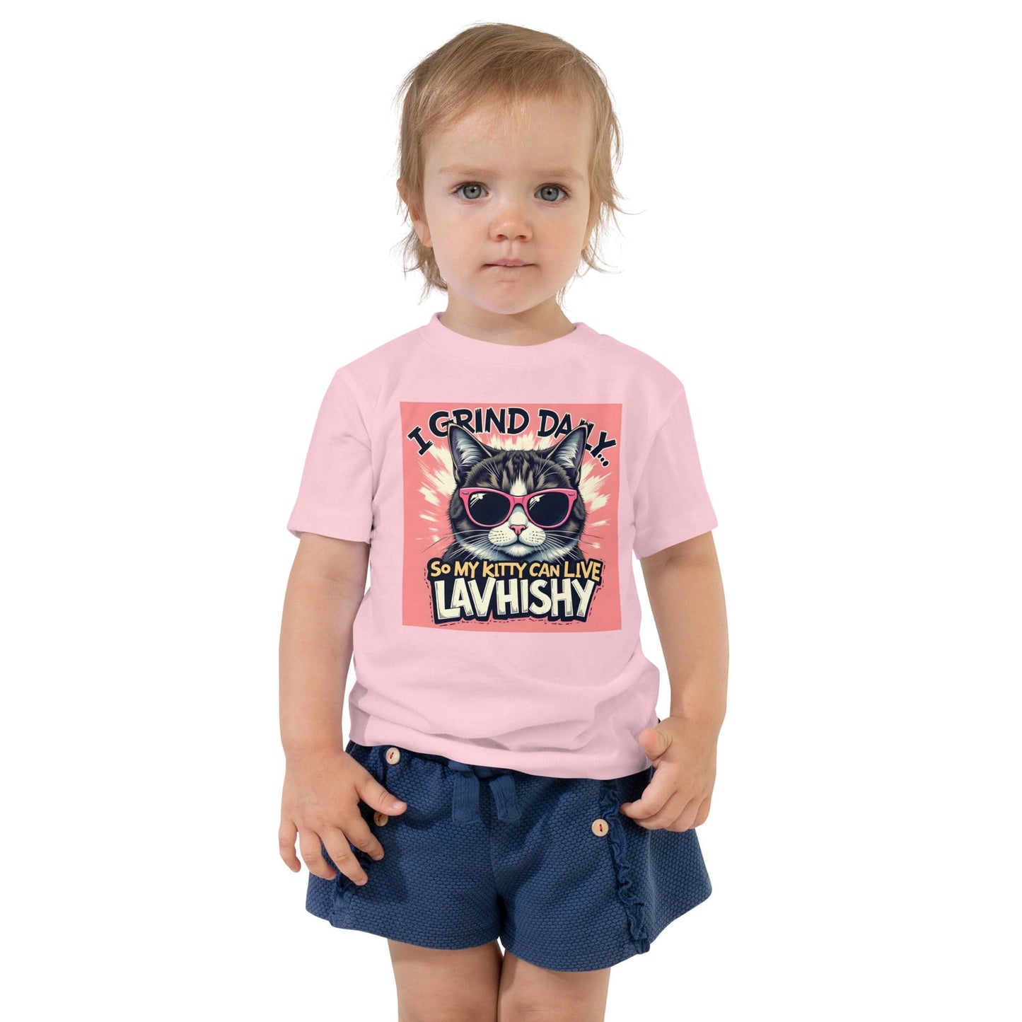 I Grind Daily So My Kitty Can Live Lavishly Toddler Shirt – Funny Cat Graphic Tee | ccanvas - Toddler T-Shirt | Ccanvas