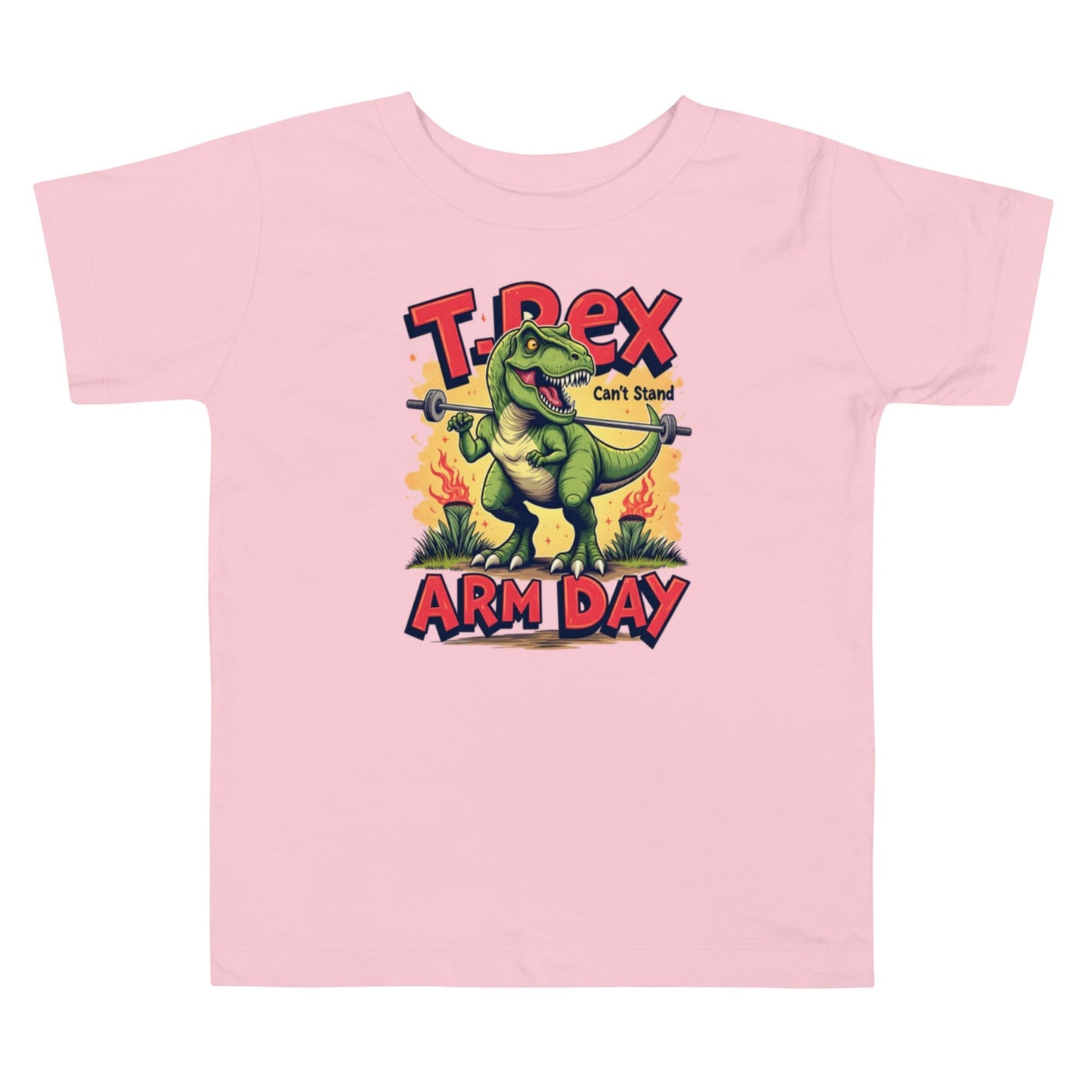 T - Rex Arm Day Kids T-Shirt – Funny Dinosaur Workout Tee for Boys & Girls | ccanvas - Toddler T-Shirt | Ccanvas