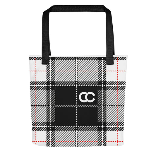 Plaid Tote Bag for Women–Black and White Check Pattern | ccanvas - Tote Bag | Ccanvas