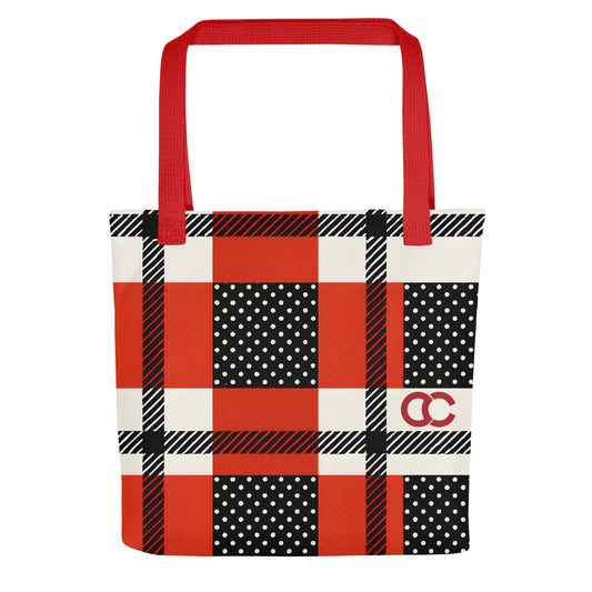 Plaid Tote Bag for Women – Red Check Statement Design | ccanvas - Tote Bag | Ccanvas