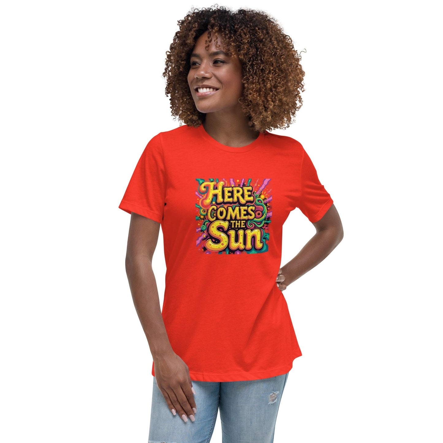 Here Comes the Sun T-Shirt - Retro Psychedelic Graphic Tee | ccanvas - Women’s T-Shirt | Ccanvas