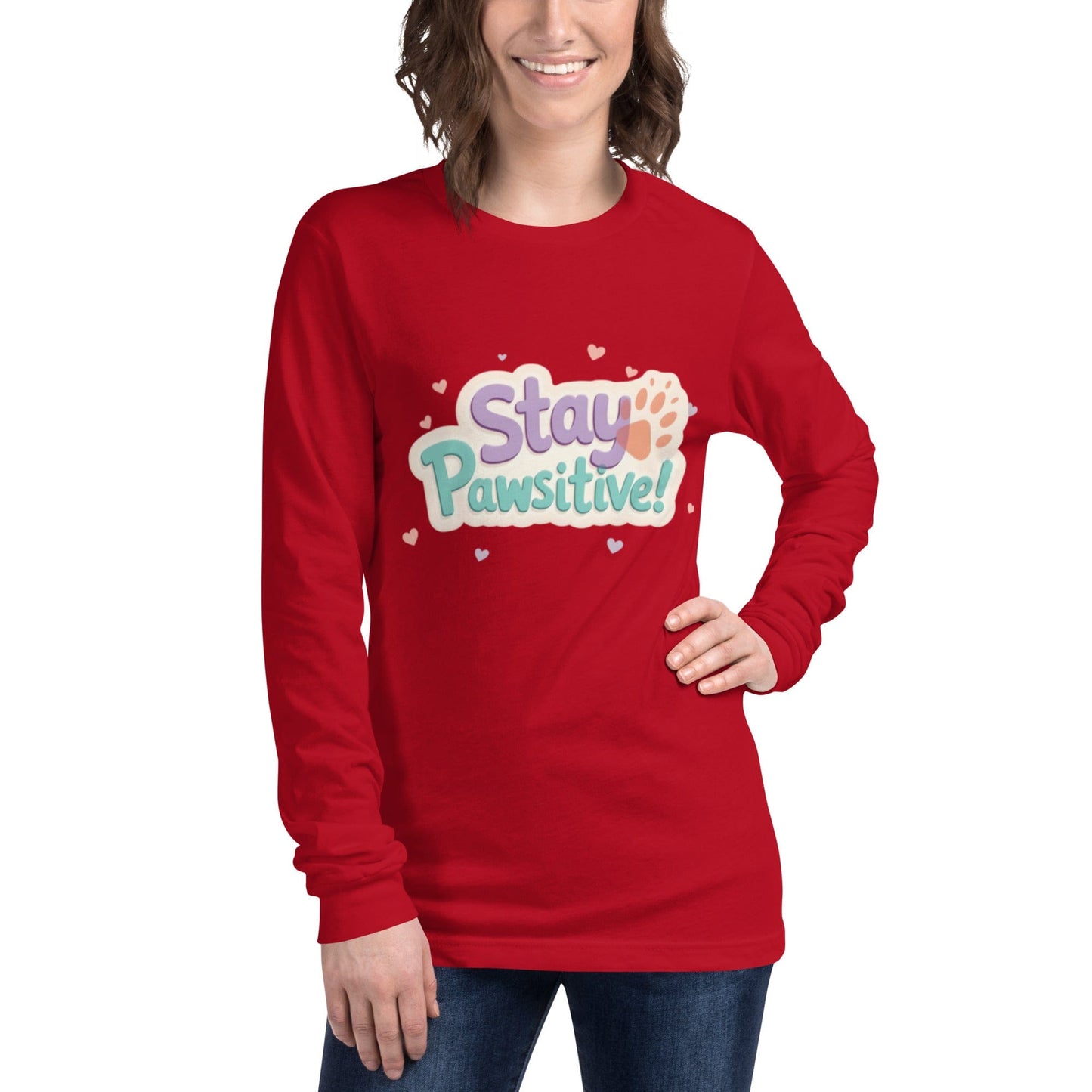 Stay Pawsitive Long - Sleeve Shirt - Cute Dog Lover Tee - T-Shirt | Ccanvas