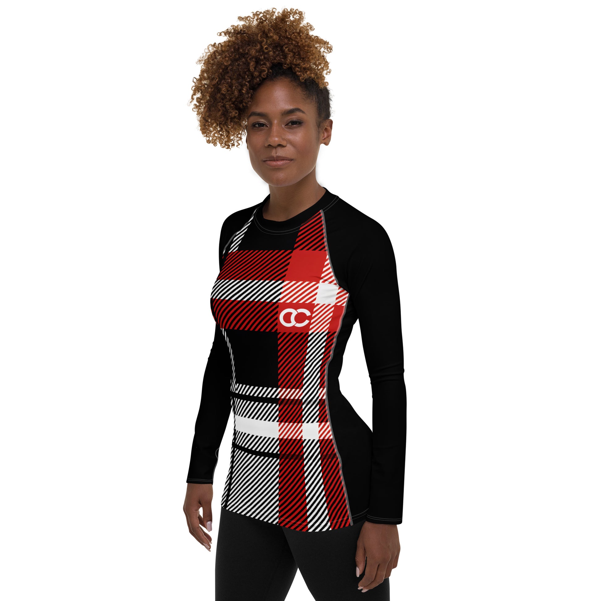 Red Plaid Long Sleeve Top – Fitted Tartan Style | ccanvas - Long Sleeve Top | Ccanvas