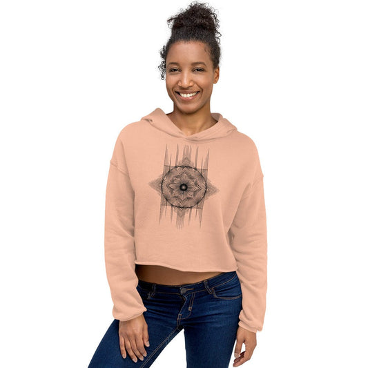 Sacred Geometry Cropped Hoodie for Women – Spiritual Mandala Print | ccanvas - Women’s Cropped Hoodie | Ccanvas