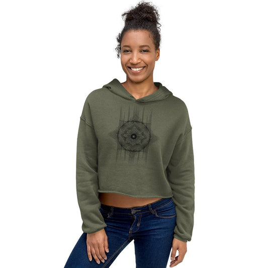Sacred Geometry Cropped Hoodie for Women – Spiritual Mandala Print | ccanvas - Women’s Cropped Hoodie | Ccanvas