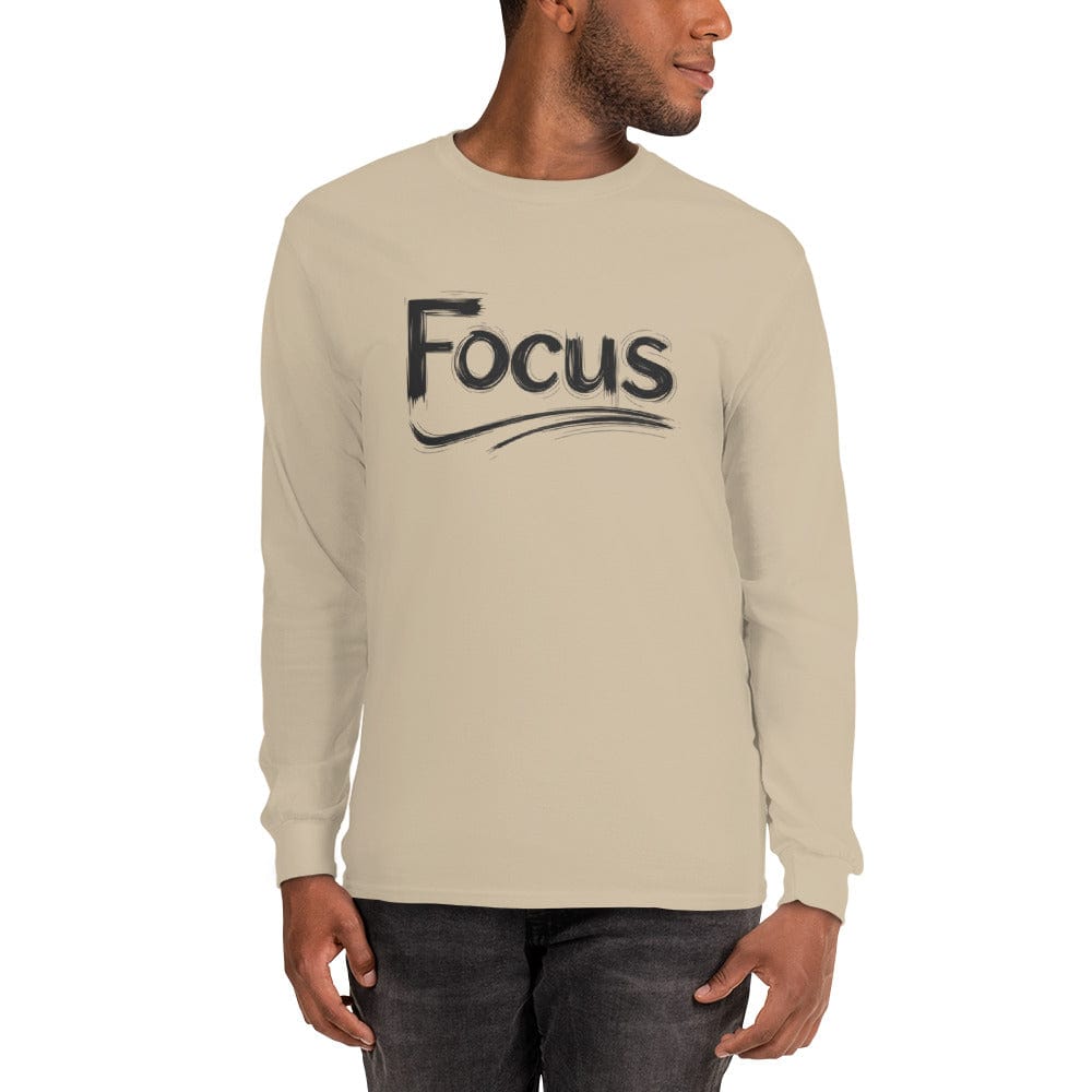 Focus Long Sleeve Motivational Shirt for Men – Minimalist Success Apparel | ccanvas - Long Sleeve Shirt | Ccanvas