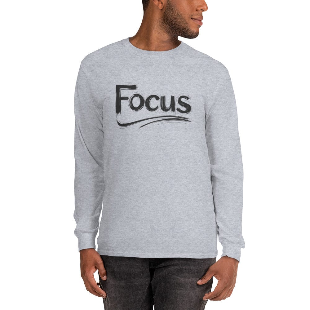 Focus Long Sleeve Motivational Shirt for Men – Minimalist Success Apparel | ccanvas - Long Sleeve Shirt | Ccanvas