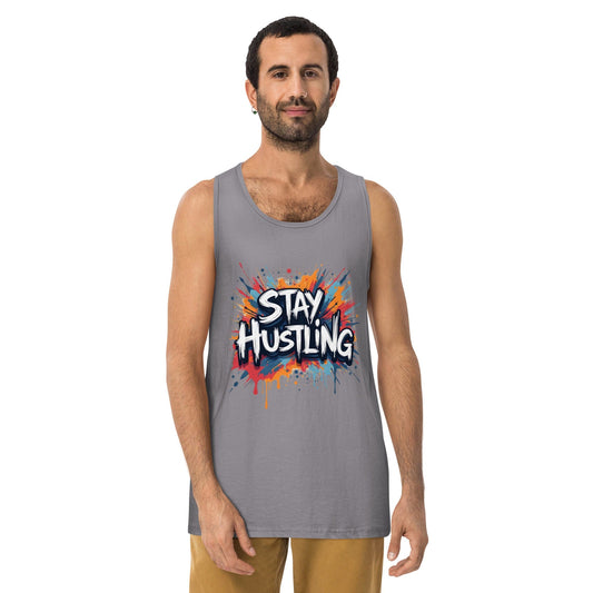 Stay Hustling Tank Top – Bold Street Style Motivational Tank for Men | ccanvas - T-Shirts (Male – Tank Tops) | Ccanvas