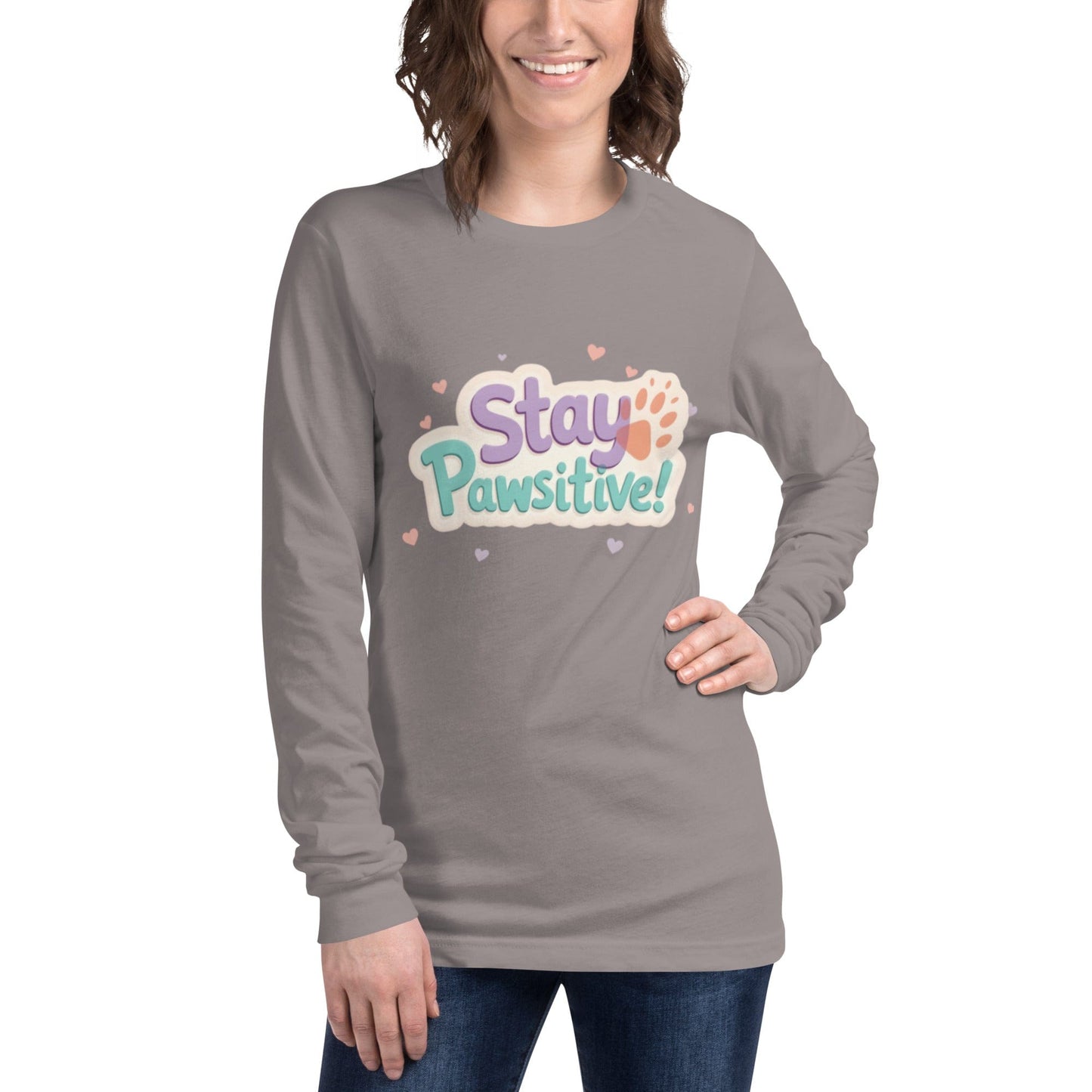 Stay Pawsitive Long - Sleeve Shirt - Cute Dog Lover Tee - T-Shirt | Ccanvas