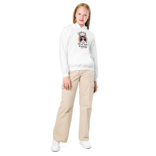 Hustle Hard Funny Cat Hoodie for Girls | ccanvas - Children’s Hoodies | Ccanvas