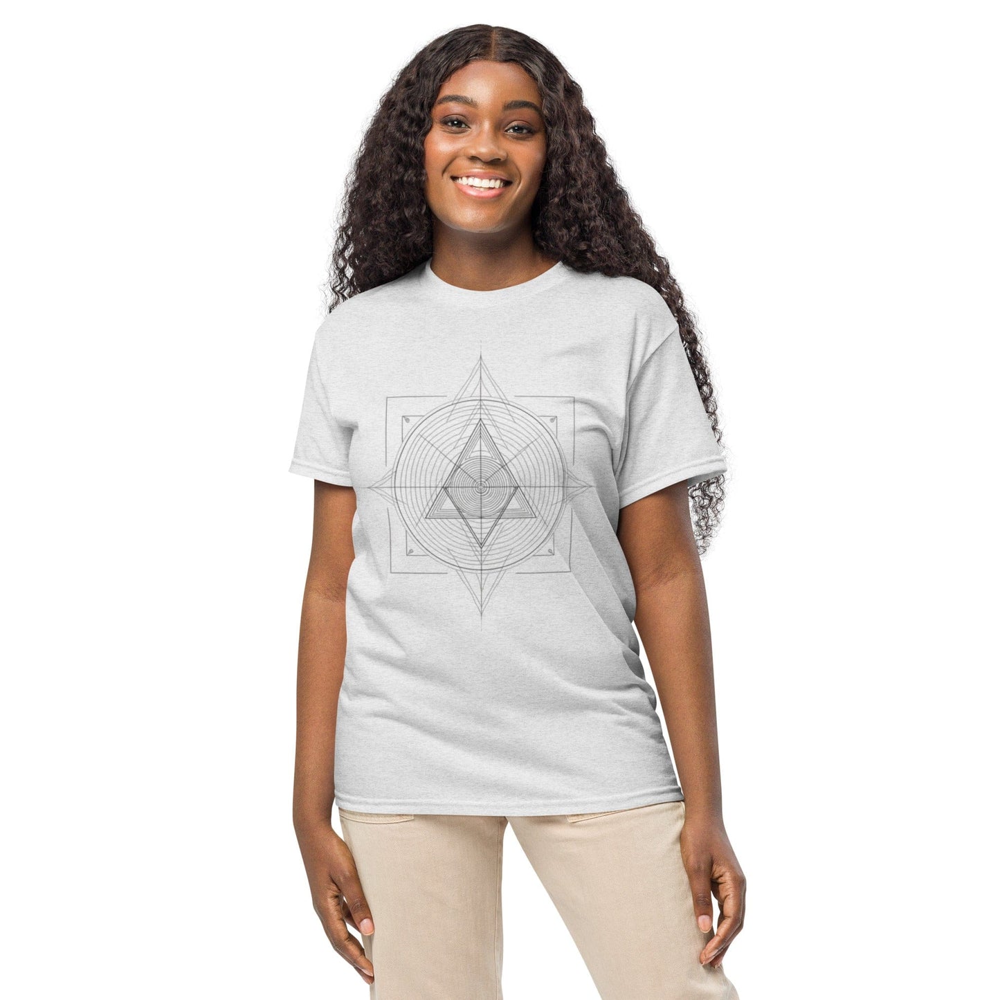 Sacred Geometry Triangle Grid – Women’s Spiritual Graphic Tee | ccanvas - Women’s T-Shirts | Ccanvas