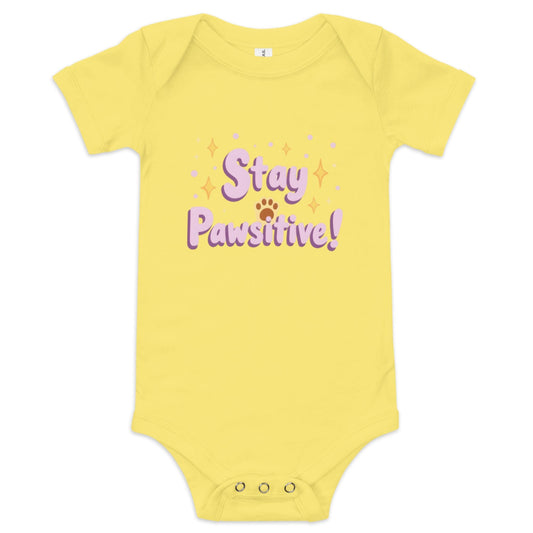Stay Pawsitive! Baby Onesie - Cute Paw Print Baby Bodysuit | ccanvas - Baby Bodysuit / Baby Onesie | Ccanvas
