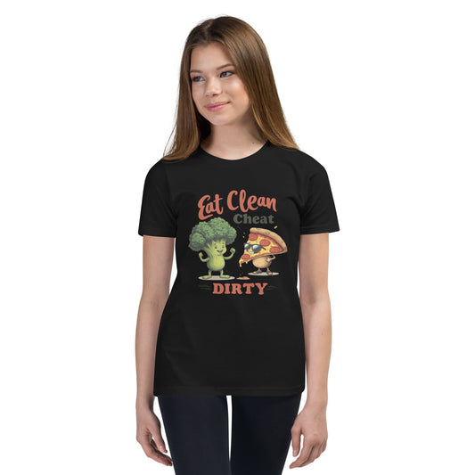 Eat Clean Cheat Dirty T-Shirt for Women – Funny Broccoli & Pizza Gym Life Tee | ccanvas - Women’s T-Shirts | Ccanvas