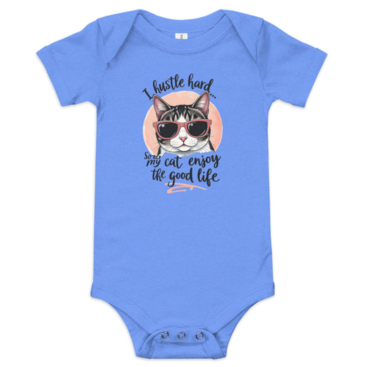 Hustle Hard Cat Baby Onesie - Funny Pet Lover Bodysuit - Baby Onesies & Bodysuits | Ccanvas
