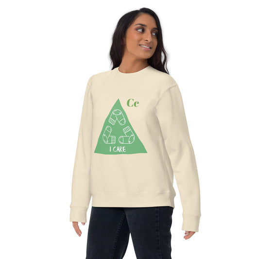 “I Care” Eco Sweatshirt – Recycling Design | ccanvas - Eco Sweatshirt | Ccanvas