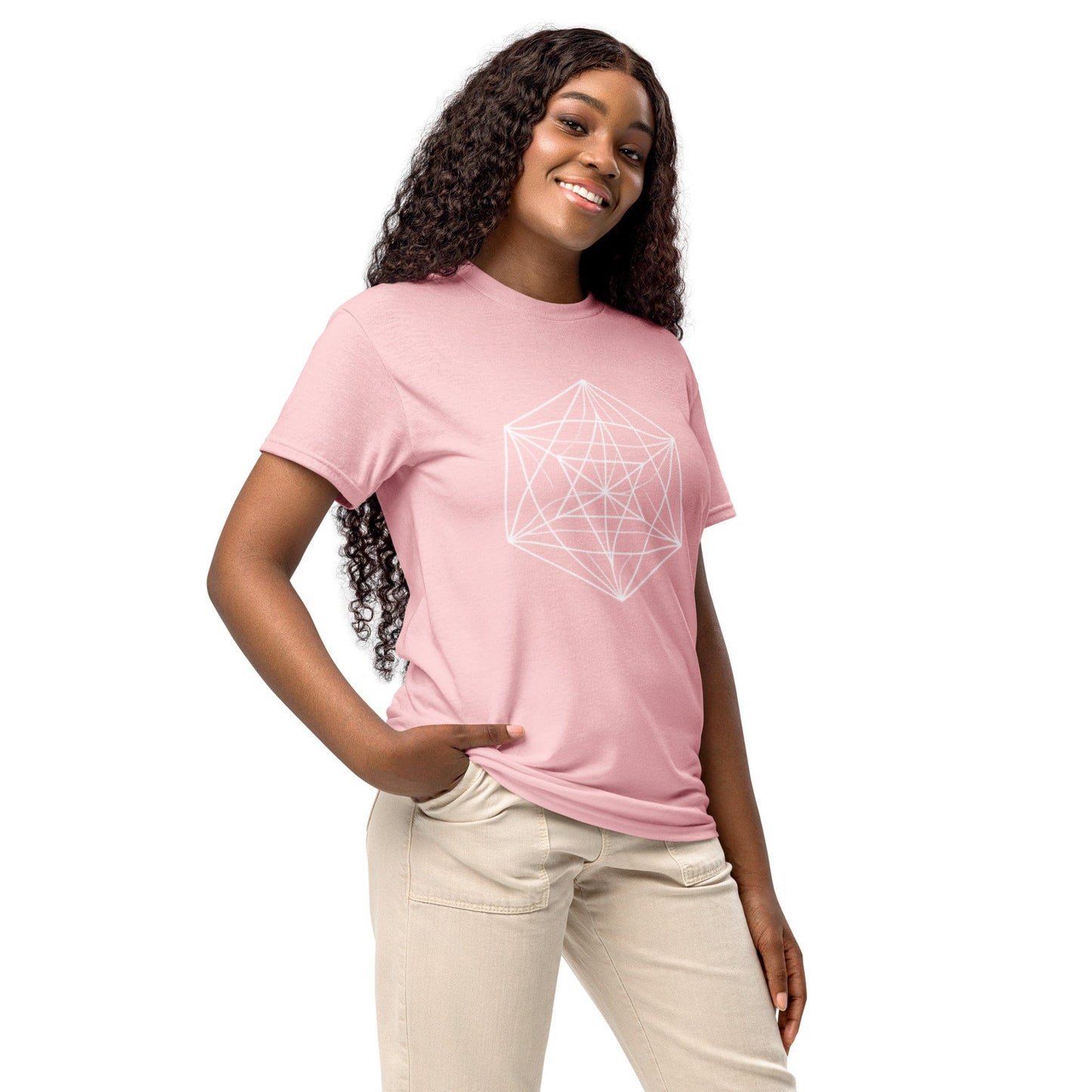 Sacred Geometry T-Shirt – White Line Art Cube Design | ccanvas - Women’s T-Shirt | Ccanvas