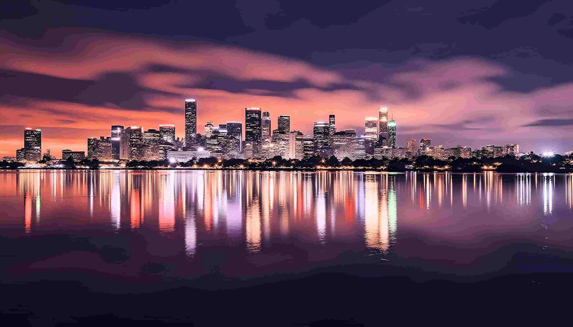 Ccanvas digital print of Houston skyline at night with glowing reflections – bold cityscape wall art for modern interiors
