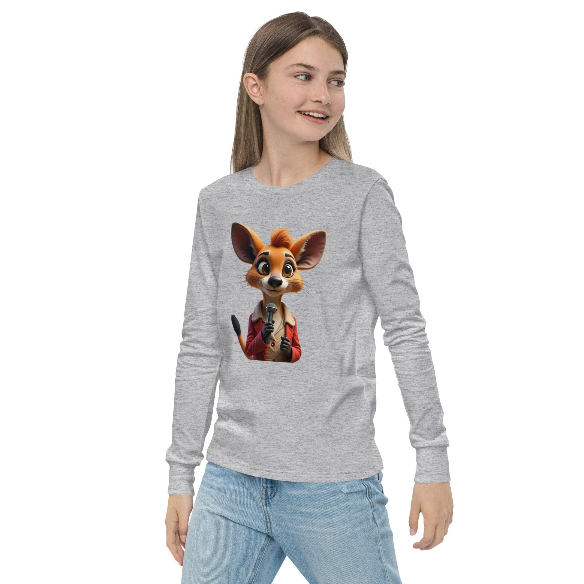 Cute Cartoon Mouse Girls Long Sleeve T-Shirt with Microphone | ccanvas - Long Sleeve Girls T-Shirts | Ccanvas
