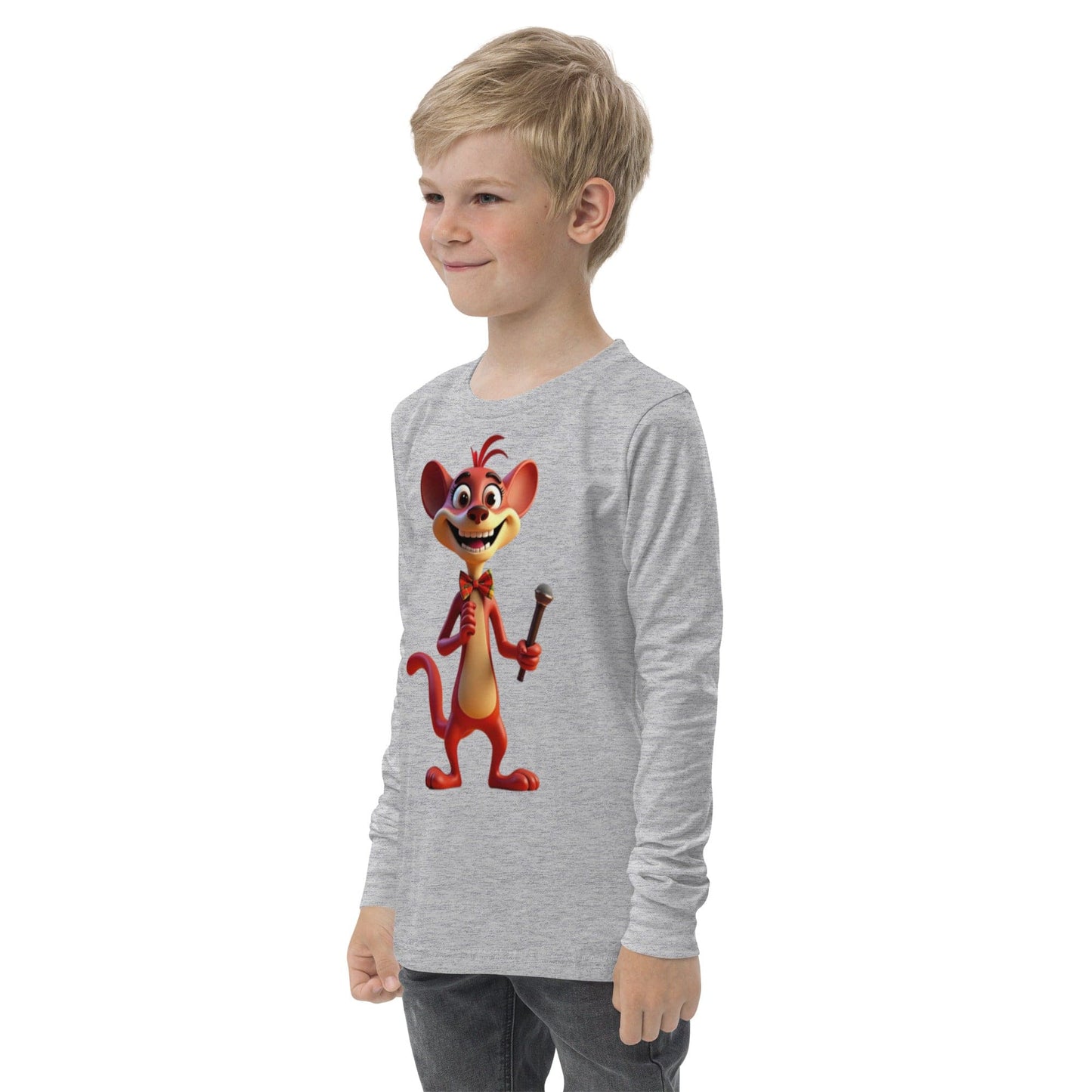 Funny Long Sleeve Kids T-Shirt with Cartoon Mouse & Microphone | ccanvas - Long Sleeve Kids T-Shirts | Ccanvas