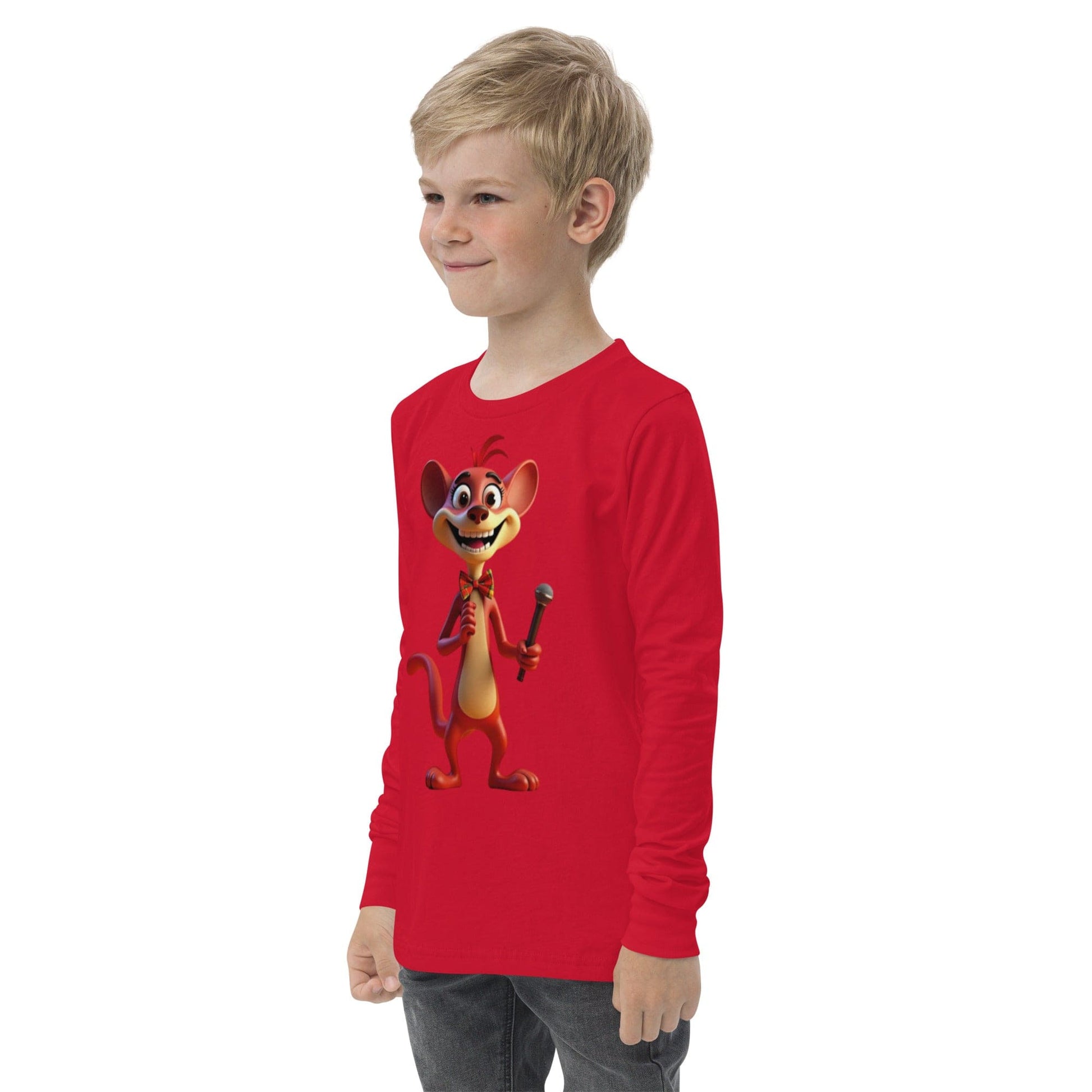 Funny Long Sleeve Kids T-Shirt with Cartoon Mouse & Microphone | ccanvas - Long Sleeve Kids T-Shirts | Ccanvas