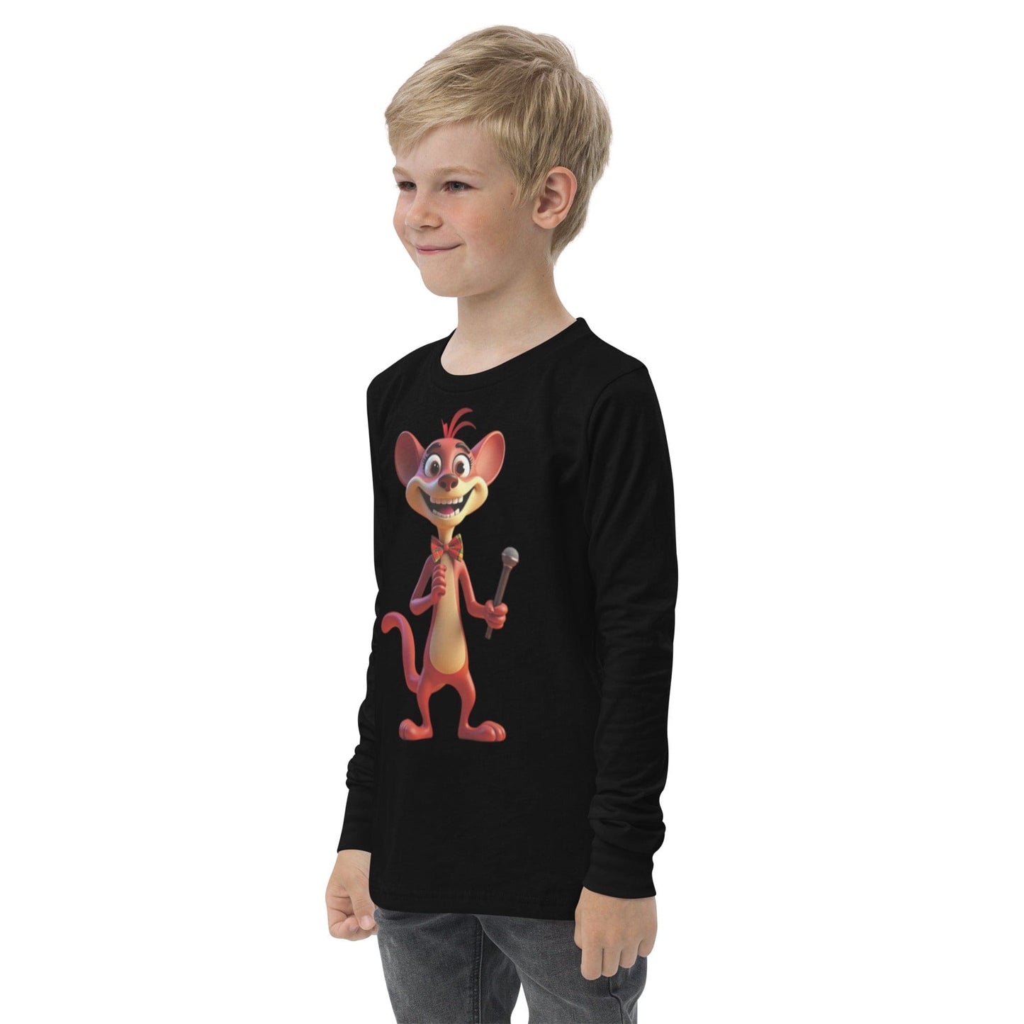 Funny Long Sleeve Kids T-Shirt with Cartoon Mouse & Microphone | ccanvas - Long Sleeve Kids T-Shirts | Ccanvas