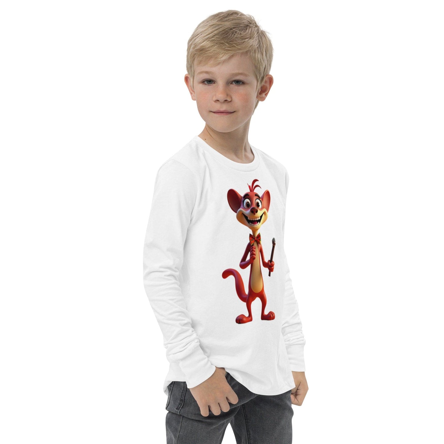 Funny Long Sleeve Kids T-Shirt with Cartoon Mouse & Microphone | ccanvas - Long Sleeve Kids T-Shirts | Ccanvas