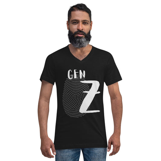 GEN Z Binary Print T-Shirt – Fingerprint Graphic Tee for Digital Rebels | ccanvas - Men's T-Shirts | Ccanvas
