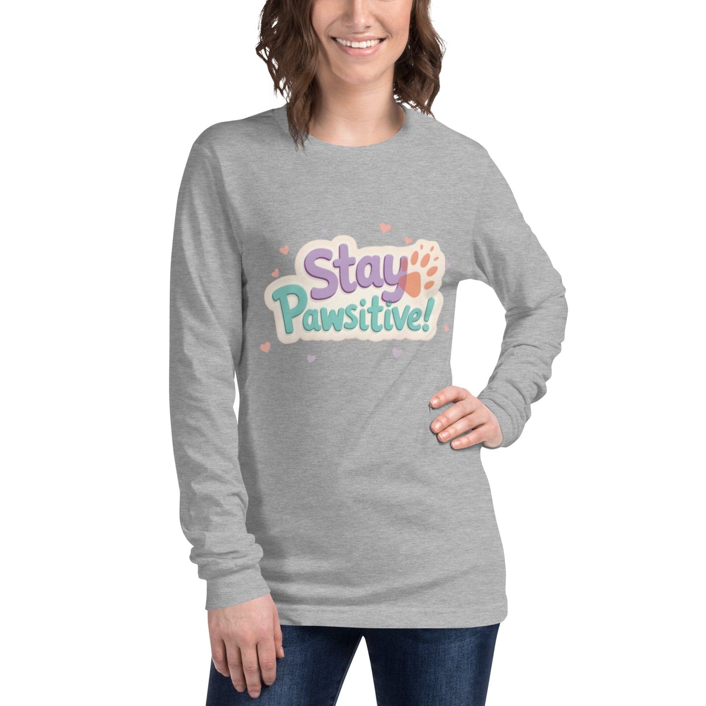 Stay Pawsitive Long - Sleeve Shirt - Cute Dog Lover Tee - T-Shirt | Ccanvas