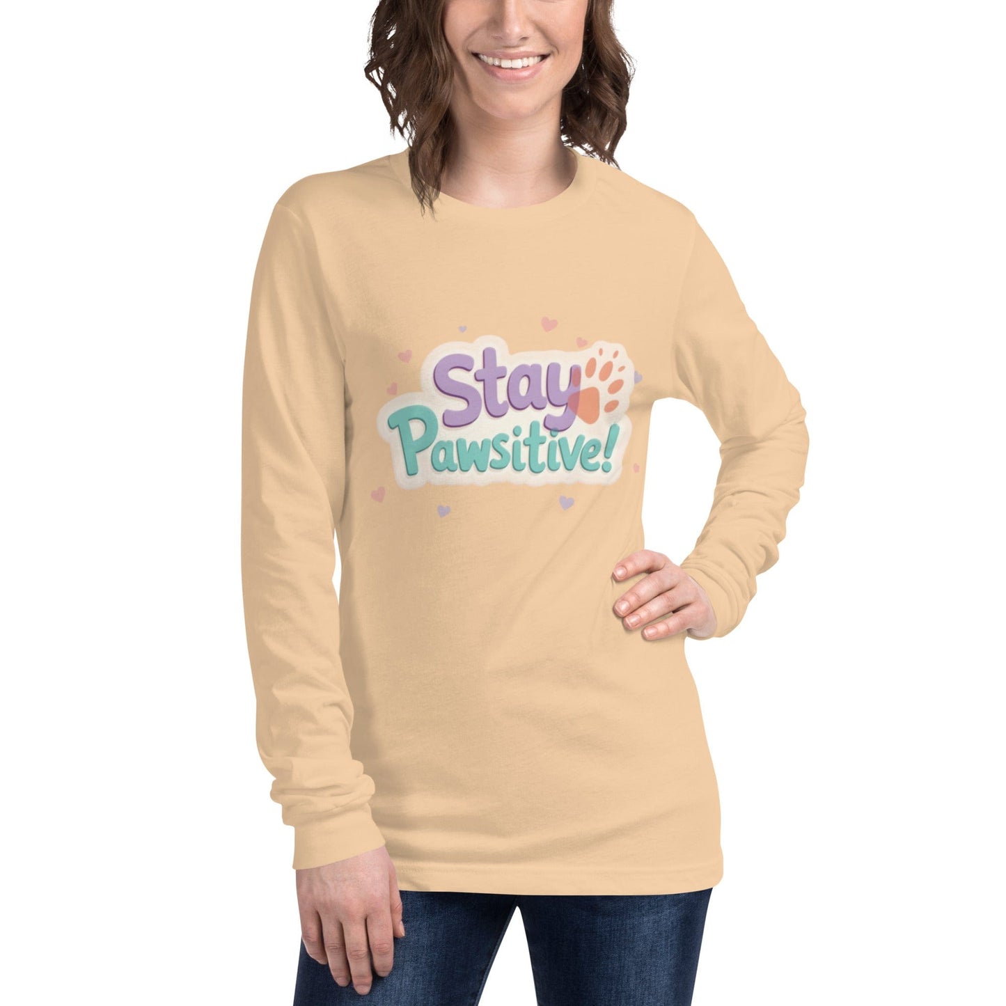 Stay Pawsitive Long - Sleeve Shirt - Cute Dog Lover Tee - T-Shirt | Ccanvas