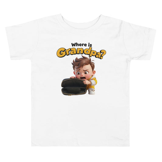 Funny Pink Toddler T-Shirt – Where is Grandpa? Baby Detective Design | ccanvas - Toddler T-Shirt | Ccanvas