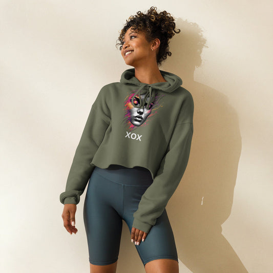 Dark Beauty XOX – Cropped Face Art Hoodie for Women | ccanvas - Women's Hoodies | Ccanvas
