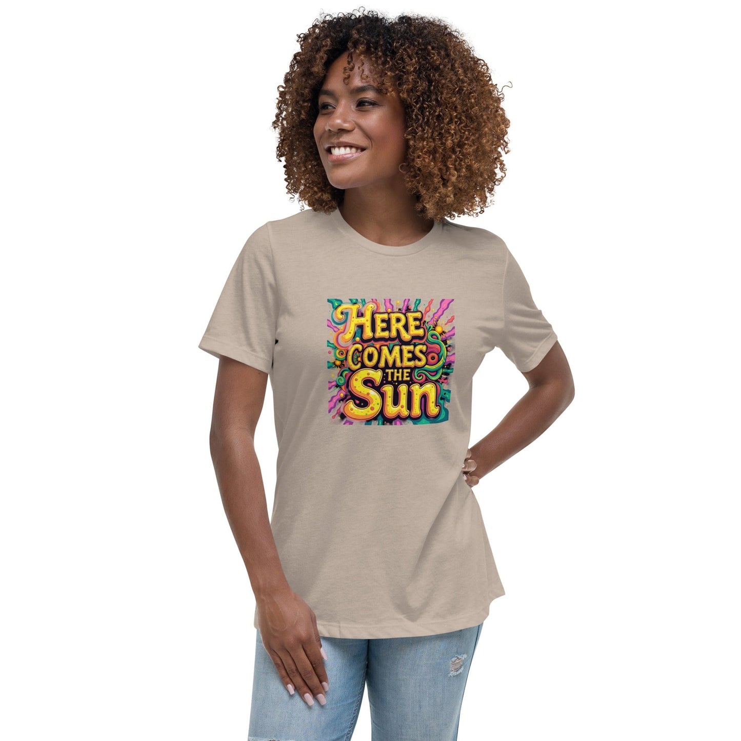 Here Comes the Sun T-Shirt - Retro Psychedelic Graphic Tee | ccanvas - Women’s T-Shirt | Ccanvas